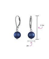 Bling Jewelry Classic Black White Pink Grey Round Freshwater Cultured Pearl Drop Dangle Bead Ball Earrings .925 Sterling Silver Lever back