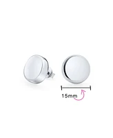 Bling Jewelry Abc Initials Monogram Geometric Round Flat Disc Stud Earrings Sterling Silver 15MM