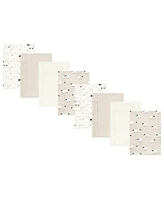 Hudson Baby Boys and Girls Cotton Poly Flannel Burp Cloths 8-Pack, Taupe Sheep, One Size
