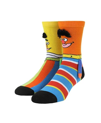 Sesame Street Women's Bert & Ernie Casual Crew Socks With 3D Arms & Magnetic Hands