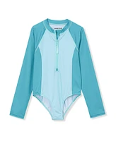 Lands' End Girls Long Sleeve One Piece Half Zip Swimsuit