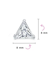 Bling Jewelry Triangle Shaped Cubic Zirconia Basket Set Trillion Cut Cz Stud Earrings .925 Sterling Silver