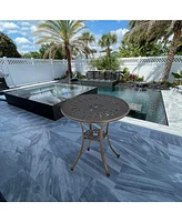 Inches Outdoor Bistro Table with Umbrella Hole Cast Aluminium Patio Dining Round Table
