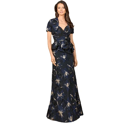 Lara Women's Strapless Brocade Gown with Bolero