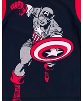 Avengers Boys Marvel Captain America Upf 50+ Rash Guard and Swim Trunks Outfit Set