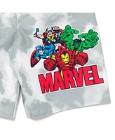 Avengers Boys Marvel Spider-Man Captain America Hulk Iron Man Pullover Rash Guard & Swim Trunks Outfit Set to