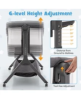 Gouun Kids Height Adjustable Bedside Sleeper with Storage Bag and Soft Mattress