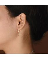 Bling Jewelry Minimalist Geometric Linear Wave Ear Pin Crawlers Climbers Earrings Yellow Gold Plated .925 Sterling Silver