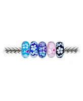 Bling Jewelry Romantic Mixed Set 5 Sterling Silver Core Murano Glass Charm Beads Bracelets