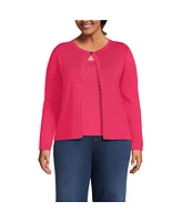 Lands' End Plus Blend Scallop Edge Fitted Cardigan Sweater - Set Top