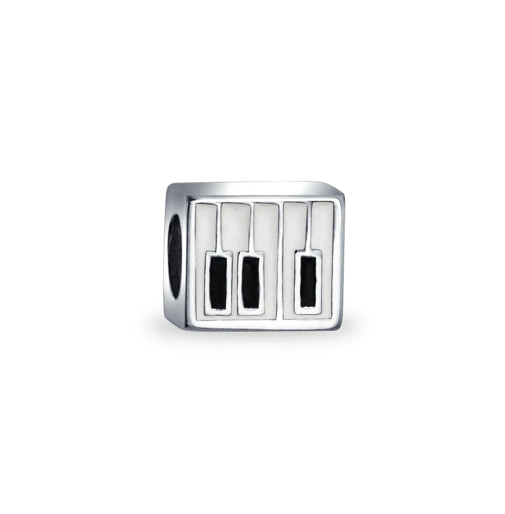 Bling Jewelry Piano Keys Charm Bead Music Students in Sterling Silver European Bracelets