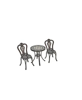 Patio Bistro Set of 3 Outdoor Dining Table with 2 Chairs and Chair Furniture for Garden Park Backyard, Bron