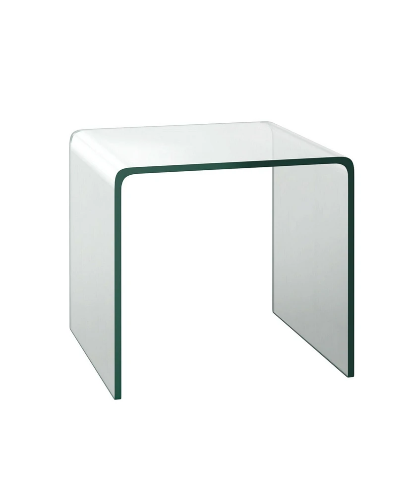 18 x 18 x 16 Inch Tempered Waterfall End Table with non-Slip Pad