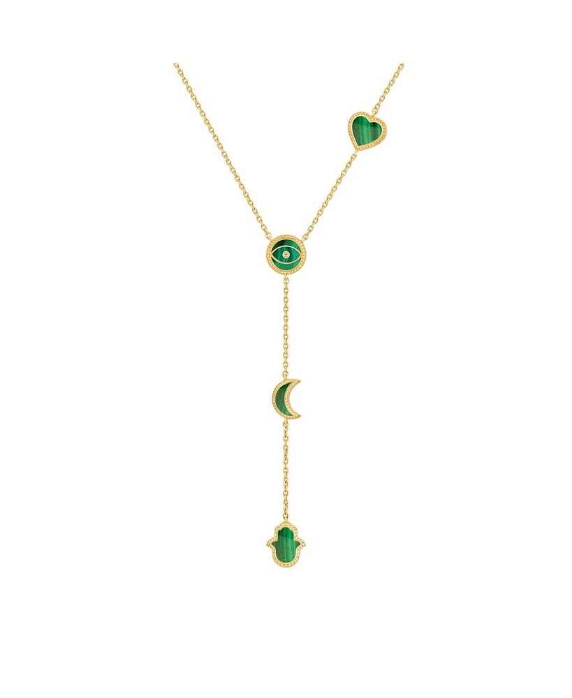 Enlightened Soul Malachite Multi-Symbol Gold Necklace