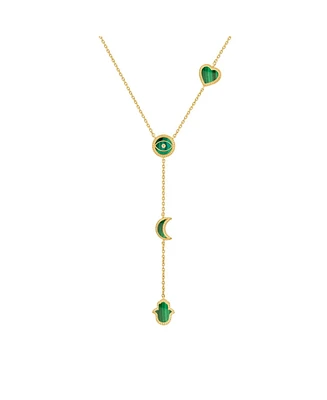 Enlightened Soul Malachite Multi-Symbol Gold Necklace