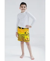 Pokemon Boys Pikachu Compression Upf 50+ Swim Trunks Bathing Suit