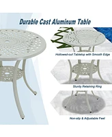 5-Piece Cast Aluminum Outdoor Furniture Patio Dining Set Patio Table with Umbrella Hole Patio Dining Chairs in