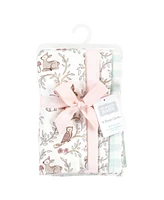 Hudson Baby Girls Cotton Poly Flannel Burp Cloths 8-Pack, Girl Woodland Pals, One Size