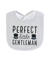Hudson Baby Infant Boy Cotton Terry Drooler Bibs with Fiber Filling, Handsome Fella, One Size