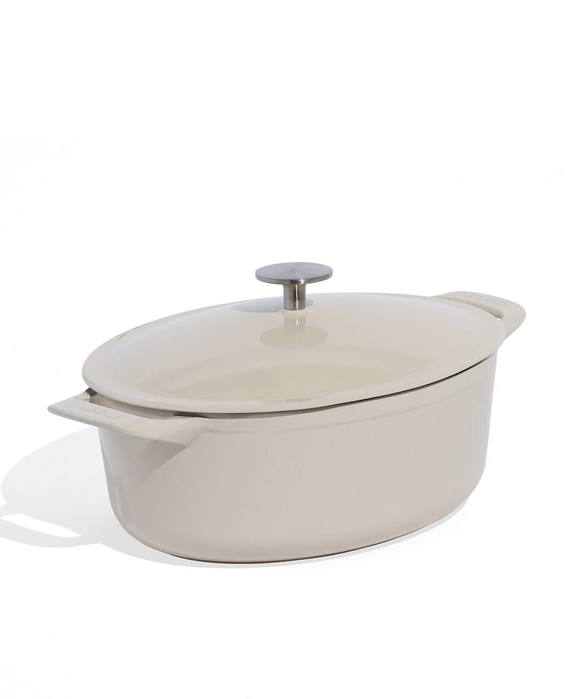 Made Enameled Cast Iron 7.5-Quarts Oval Dutch Oven with Lid