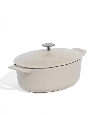 Made Enameled Cast Iron 7.5-Quarts Oval Dutch Oven with Lid