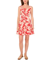 Vince Camuto Women's Linen-Blend Sleeveless Floral A-Line Dress
