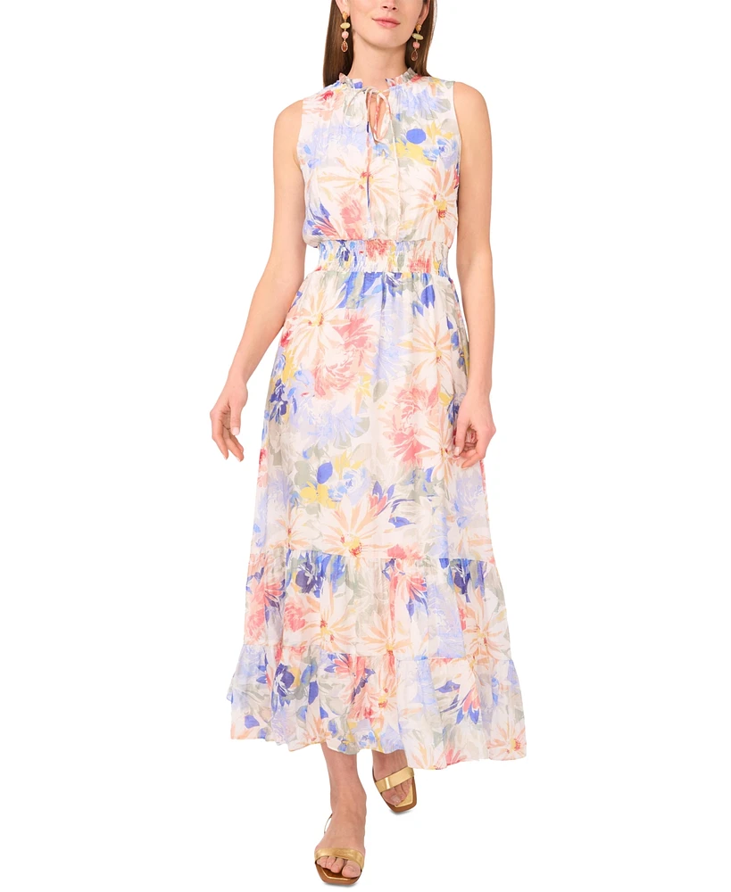 Vince Camuto Women's Floral-Print Sleeveless Tiered Maxi Dress