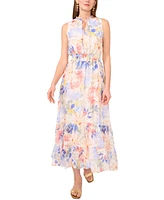Vince Camuto Women's Floral-Print Sleeveless Tiered Maxi Dress