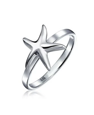 Bling Jewelry Dainty Simple Pave Cubic Zirconia Cz Nautical Tropical Beach Midi Starfish Ring .925 Sterling Silver