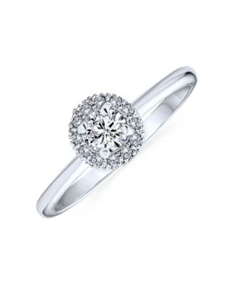 Bling Jewelry Classic Carney Yellow Emerald Green Cz Halo Round Solitaire Promise Ring .925 Sterling Silver 14k Gold Plated Cubic Zirconia Pave Side Stone Band