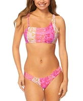 Raisins Juniors Shine On Convertible One Shoulder Bikini Top Sunday Ruched Side Bikini Bottoms