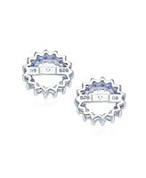 Bling Jewelry Cubic Zirconia Cz Round Removable Pave Halo Earrings Jackets Studs Jacket Only Gold Plated .925 Sterling Silver