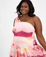 Bar Iii Trendy Plus Asymmetrical One-Shoulder Dress, Exclusively at Macy's
