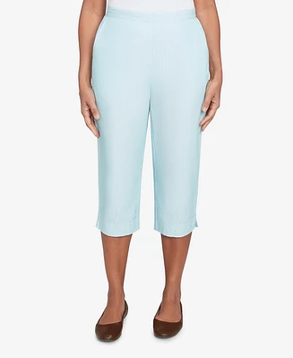 Alfred Dunner Petite St. Thomas Heat Set Embroidered Capri Pants