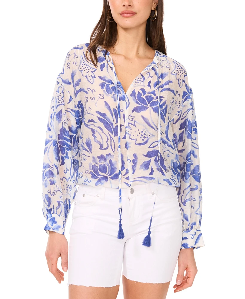 Vince Camuto Women's Printed Tie-Front Top