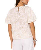 Vince Camuto Women's Embroidered Puff-Sleeve Top