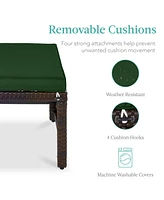 Best Choice Products Set of 2 Multipurpose Patio Wicker Ottomans w/ Removable Cushions
