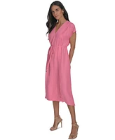 Calvin Klein Women's Tie-Waist V-Neck Midi Dress
