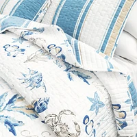 Linery & Co. Reversible Stripe and Coastal Quilt Set with Shams