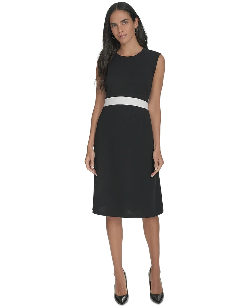 Calvin Klein Women's Jewel-Neck Sleeveless A-Line Dress