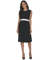Calvin Klein Women's Jewel-Neck Sleeveless A-Line Dress