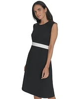 Calvin Klein Women's Jewel-Neck Sleeveless A-Line Dress