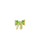Bling Jewelry 14K Gold Small Bow Stud Earrings with Cz – Delicate Minimalist Cartilage Piercing for Women Screw Back