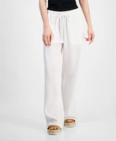 Indigo Rein Juniors' High-Rise Wide-Leg Cotton Gauze Pants