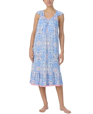 Ellen Tracy Women's Flutter-Sleeve Midi Nightgown