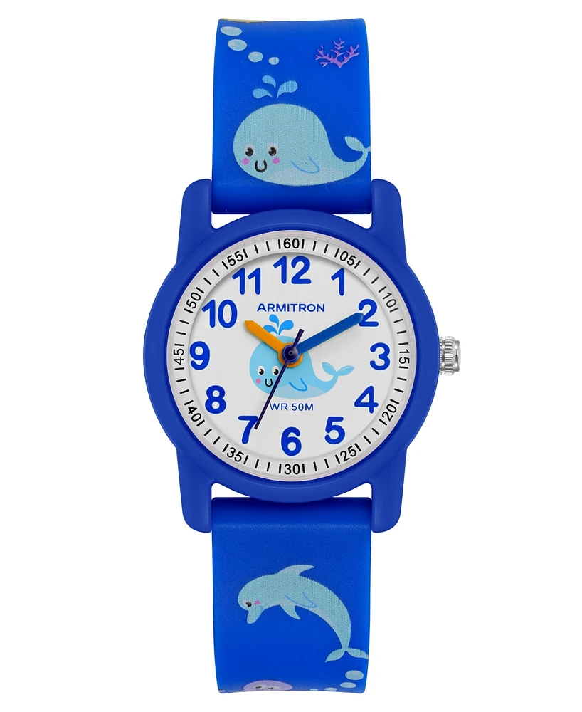 Armitron Kid's Quartz Playtime Blue and White Whales Watch, 30mm