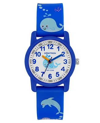 Armitron Kid's Quartz Playtime Blue and White Whales Watch, 30mm