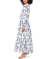 1.state Women's Cotton Aztec-Patterned Button-Front Maxi Dress