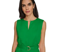 Calvin Klein Women's Sleeveless Belted Sheath Dress