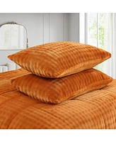 MarCielo Soft Flannel Bubble Comforter Set, 3-Piece Set – Fluffy Ultra Cozy, Warm, and Plush with 2 Pillowcase, Quee